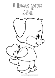 Free colouring Heart Dog I love you. Animal 