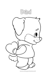 Child coloring page Heart Dog I love you Animal 