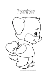 Färgläggningssida för barn Hjärta Hund Jag älskar dig. Djur 