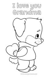 Free coloring Heart Dog I love you Animal 