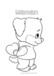 Coloriage enfant Coeur Chien Je t'aime Animal 