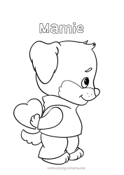 Coloriage enfant Coeur Chien Je t'aime Animal 