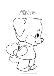 Niño página para colorear Corazón Perro Te amo Animales Mensaje 