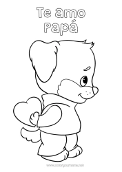 Colorear gratis Corazón Perro Te amo Animales Mensaje 