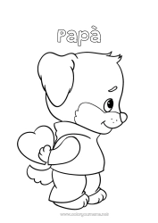Pagina da colorare per bambini Cuore Cane Ti amo Animale 
