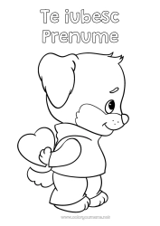 Pagină de colorat personalizată Inimă Câine Te iubesc. Animal 