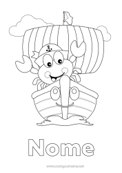 Desenho para personalizar Veículos Animal Barco Caranguejo Veleiro Animais marinhos ou aquáticos Veículos marítimos Veículos Personagens