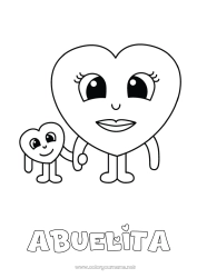 Niño página para colorear Corazón Mamá Te amo Niñera Dibujos fáciles para colorear Familia