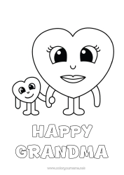 Free coloring Heart Mum I love you Nanny Easy coloring pages Family