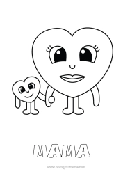 Kinder-Malvorlage Herz Mama Ich liebe dich Kindermädchen Einfache Ausmalbilder Familie