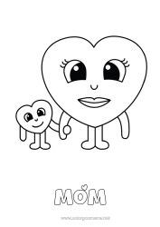 Child coloring page Heart Mum I love you Nanny Easy coloring pages Family