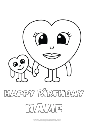 Colouring to customise Heart Mum I Love You. Nanny Easy Colouring Pages Family