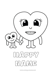 Coloring to customize Heart Mum I love you Nanny Easy coloring pages Family