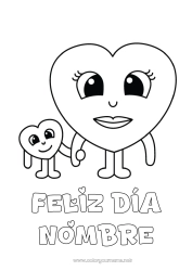 Colorear gratis Corazón Mamá Te amo Niñera Dibujos fáciles para colorear Familia