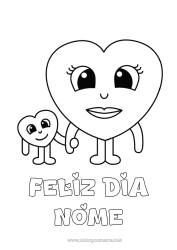 Desenho para personalizar Coração Mamãe Eu te amo Babá Desenhos para colorir fáceis Família