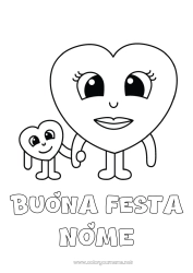 Colorazione gratuita Cuore Mamma Ti amo Tata Disegni da colorare facili Famiglia