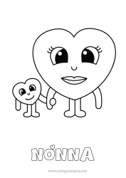 Pagina da colorare per bambini Cuore Mamma Ti amo Tata Disegni da colorare facili Famiglia