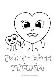 Coloriage à personnaliser Coeur Maman Je t'aime Nounou Coloriages faciles Famille
