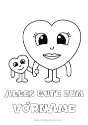 Kostenlose Zeichnung Herz Mama Ich liebe dich Kindermädchen Einfache Ausmalbilder Familie