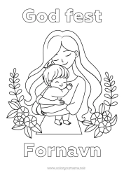 Gratis fargelegging Mamma God fest! Jeg elsker deg. Barn Familie