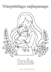Kolorowanka do personalizacji Mama Wszystkiego najlepszego! Kocham cię. Dziecko Rodzina