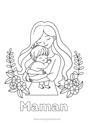 Coloriage enfant Maman Bonne fête Je t'aime Enfant Famille