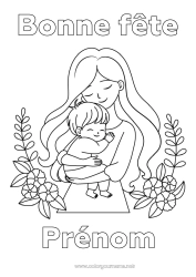 Coloriage à personnaliser Maman Bonne fête Je t'aime Enfant Famille