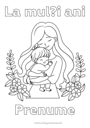 Pagină de colorat personalizată Mama La mulți ani! Te iubesc. Copil Familie