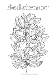 Farvelægningssiden for børn Blomster Hjerte Jeg elsker dig. Zentangle Bukket