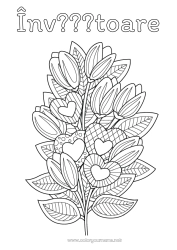 Pagină de colorat pentru copii Flori Inimă Te iubesc. Zentangle Buchet