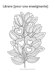 Färgläggningssida för barn Blommor Hjärta Jag älskar dig. Zentangle Bukett