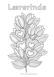 Farvelægningssiden for børn Blomster Hjerte Jeg elsker dig. Zentangle Bukket