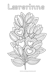 Fargeleggingssiden for barn Blomster Hjerte Jeg elsker deg. Zentangle Bukett
