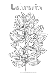 Kostenlose Malvorlage Blumen Herz Ich liebe dich Zentangle Blumenstrauß