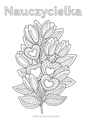 Kolorowanka dla dziecka Kwiaty Serce Kocham cię. Zentangle Bukiet