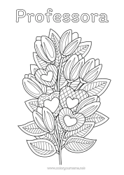 Desenho grátis Flores Coração Eu te amo Zentangle Buquê