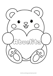 Niño página para colorear Llevar Corazón Te amo Animales Osito Dibujos fáciles para colorear Animales del bosque