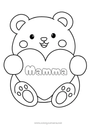 Pagina da colorare per bambini Orso Cuore Ti amo Animale Orsetto Disegni da colorare facili Animali della foresta