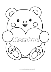 Colorear gratis Llevar Corazón Te amo Animales Osito Dibujos fáciles para colorear Animales del bosque