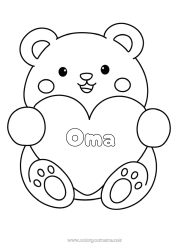 Kinder-Malvorlage Bär Herz Ich liebe dich Tier Teddybär Einfache Ausmalbilder Waldtiere