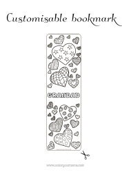 Free colouring Heart Bookmark Zentangle