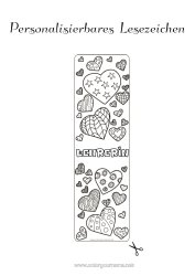 Kostenlose Malvorlage Herz Lesezeichen Zentangle