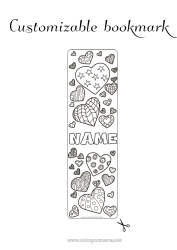 Coloring to customize Heart Bookmark Zentangle