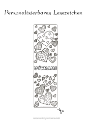 Kostenlose Malvorlage Herz Lesezeichen Zentangle
