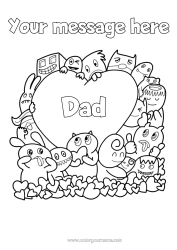 Free colouring Monster Heart Cute Video game