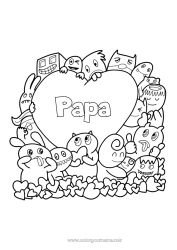 Kinder-Malvorlage Monster Herz Kawaii Videospiel