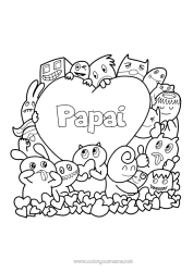 Página de desenho infantil Monstro Coração Kawaii Jogo de vídeo