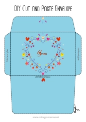 Free colouring Flowers Heart Spring Print envelope