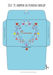 Gratis kleurplaat Bloemen Hart Afdrukbare enveloppen