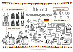 Desenho para personalizar Atividades para Crianças Ache e Encontre Labirinto Monumento Mapa dos países Jogo americano para imprimir Alemanha Encontre as Diferenças
